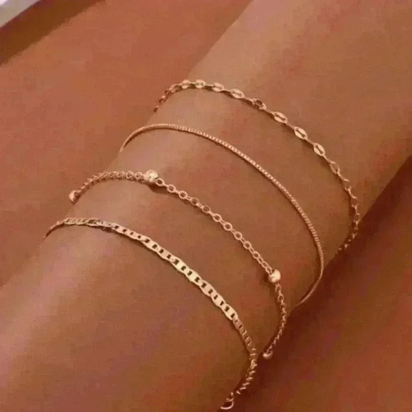 New 4pcs/Set Metallic Chunky Chain Boho Style - Picture 2 of 2